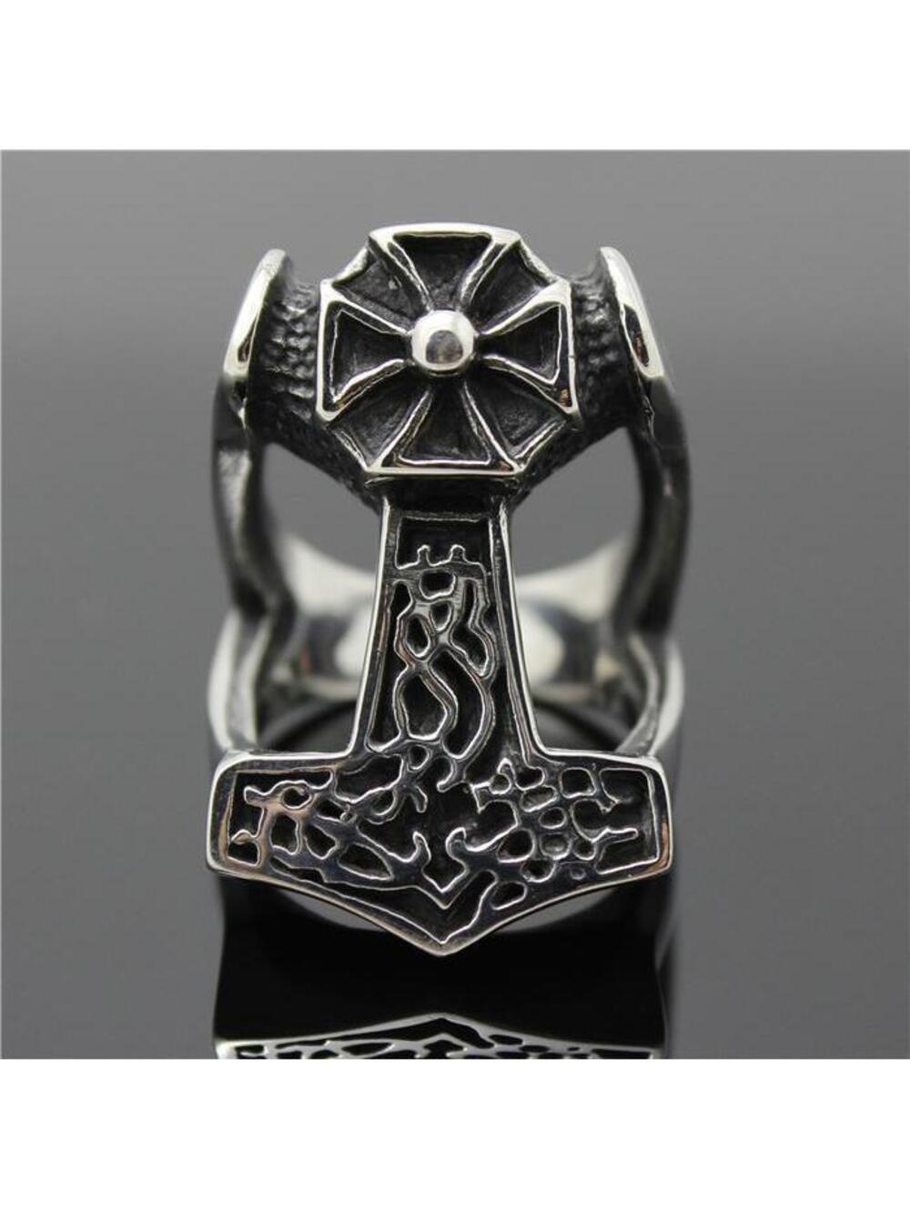 BIKER RING SIZE 11 STAINLESS STEEL MOLJINOR viking asatru odin nordic rune pagan